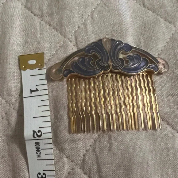 Vintage Cloisonne Floral Hair Combs - Picture 6 of 7
